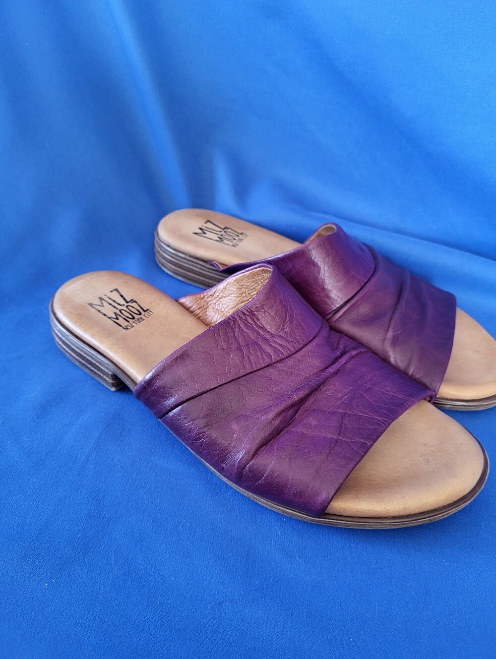 Miz Mooz Delilah Sandals Slides Size 38 Burgundy Leather Portugal